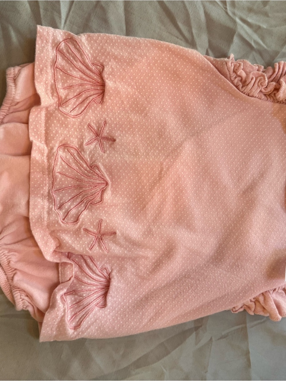 Girls Pink Shell Embroidered bubble